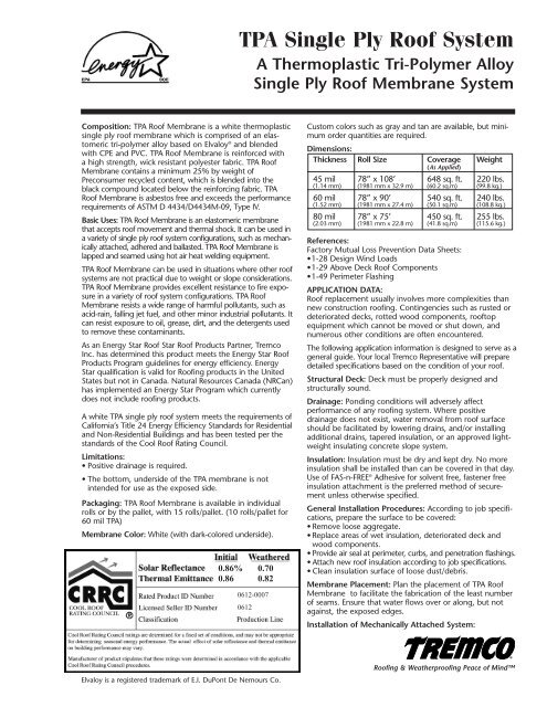 TPA Single Ply Roof System - Tremco Roofing