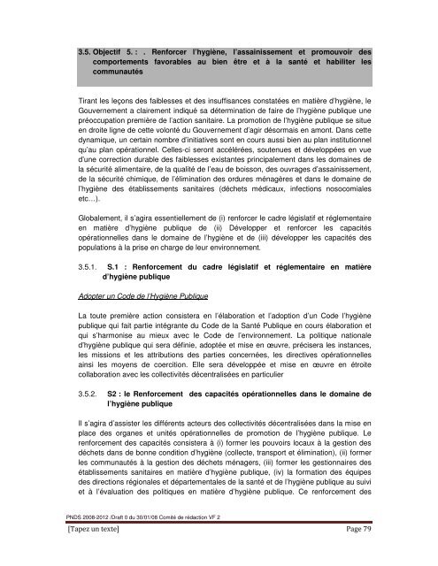 Plan National de DÃ©veloppement Sanitaire 2008-2012