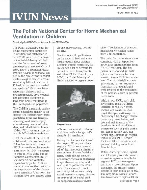 IVUN News (Fall 2001, Vol. 15, No. 3) - Polio Place