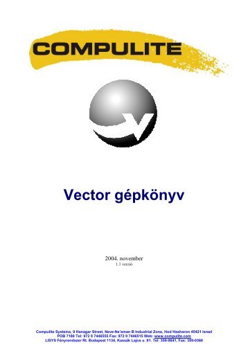 Vector gépkönyv - Lisys Fényrendszer Zrt.