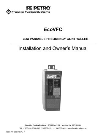 EcoVFC Installation and Owner's Manual - Franklin Fueling Systems