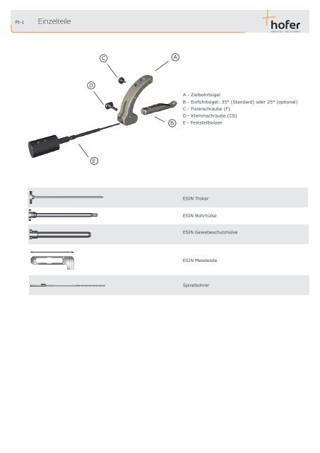 ESIN Einbring- & Zielbohrinstrument ESIN Messleiste - Hofer-medical