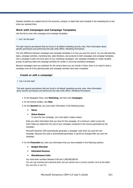 Microsoft Dynamics CRM 4.0 User's Guide - MAEIL, Information ...