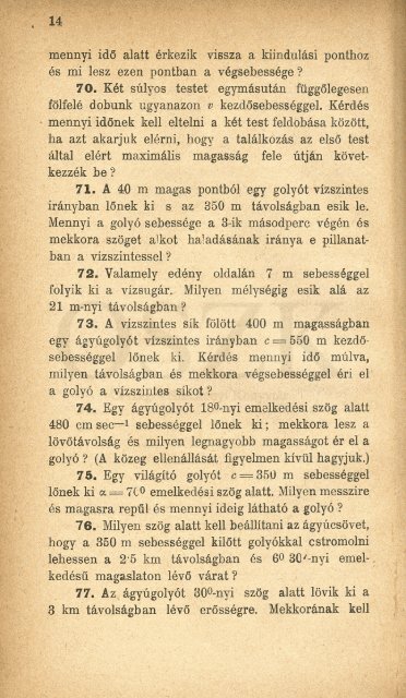 Fizikai pÃ©ldatÃ¡r. 1. kÃ¶t., Feladatok a mechanika, akusztika Ã©s ... - MEK