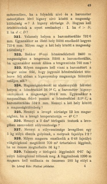 Fizikai pÃ©ldatÃ¡r. 1. kÃ¶t., Feladatok a mechanika, akusztika Ã©s ... - MEK