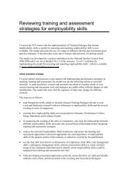 Reviewing training and assessment strategies for employability skills