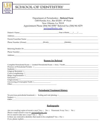 Department of Periodontics â Referral Form 1100 Florida Ave., Rm ...