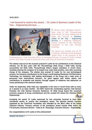 'I am honored to receive this awardâ¦' Dr Lueke is Business Leader ...