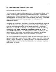 AP French Language Summer Assignment - CD Hylton High School