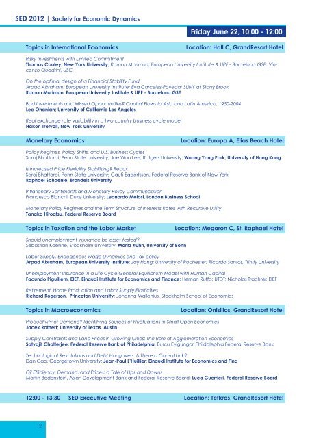 SED 2012 - Society for Economic Dynamics