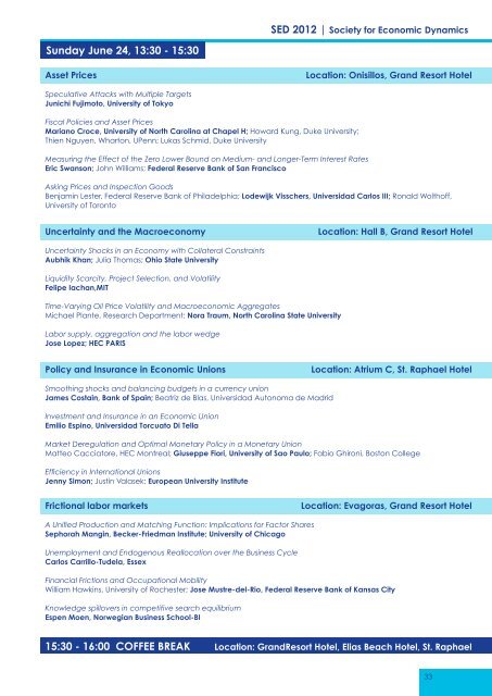 SED 2012 - Society for Economic Dynamics