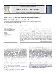 Derivational morphology and base morpheme frequency - Centre for ...