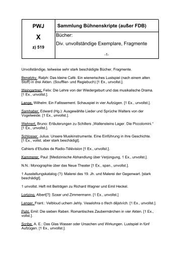 Sammlung Bühnenskripte (außer FDB) Bücher: Div ... - SLM