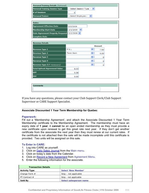 Updated Policy and Procedure Handbook - GoodLife Fitness