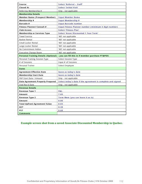 Updated Policy and Procedure Handbook - GoodLife Fitness