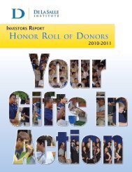 HONOR ROLL OF DONORS - De La Salle Institute