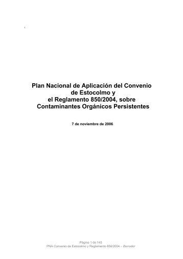 Plan Nacional de AplicaciÃ³n del Convenio de Estocolmo y el ...