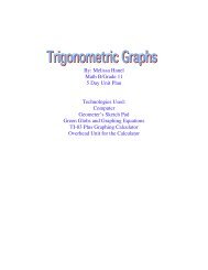 By: Melissa Hanel Math B/Grade 11 5 Day Unit Plan Technologies ...