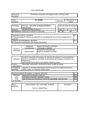INDUSTRIAL - Facultatea de Textile-Pielarie