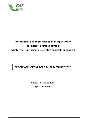 Regole applicative Conto Termico - Unione Geotermica Italiana