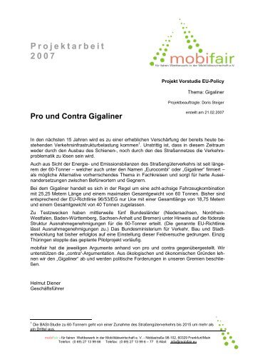 Pro und Contra Gigaliner - mobifair