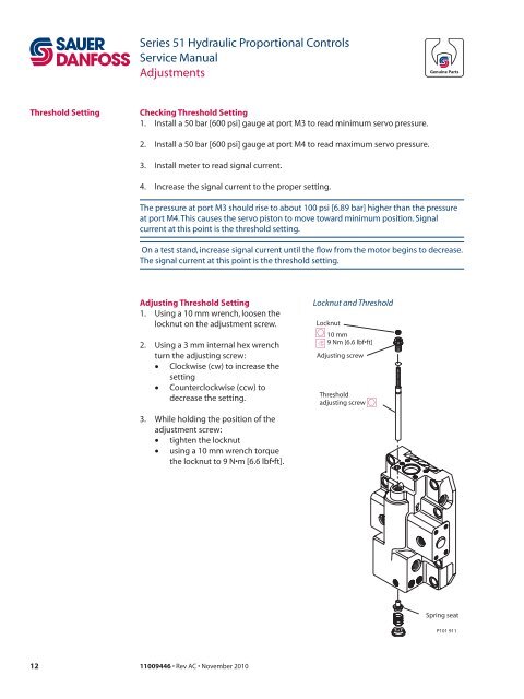 Series 51 Hydraulic Proportional Controls HZ, HA ... - Sauer-Danfoss