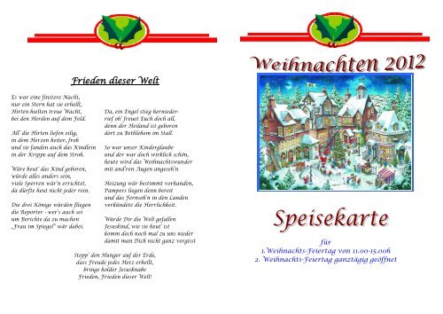 Speisekarte Weihnachtsfeiertage 25. & 26.12. - Restaurant ...