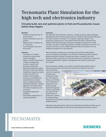 Tecnomatix Plant Simulation for the high tech and electronics industry