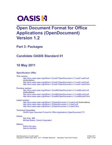 OpenDocument v1.2 part 3 - docs oasis open - Oasis