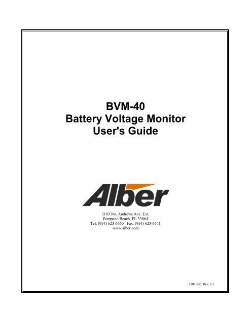 BVM-40 Battery Voltage Monitor User's Guide - Alber