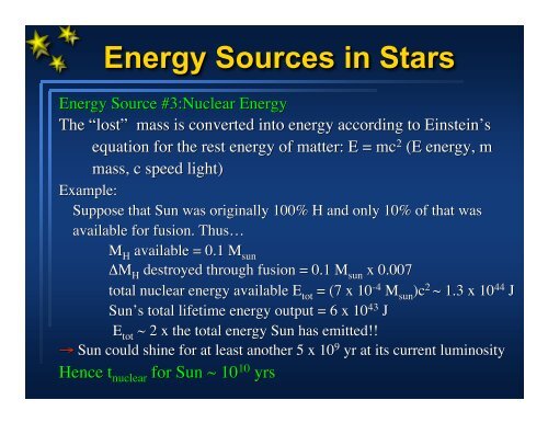 Energy Sources in Stars (Â§10.3)