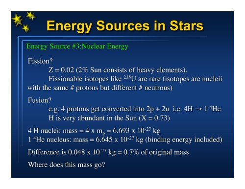 Energy Sources in Stars (Â§10.3)