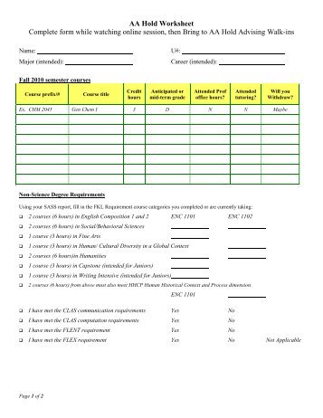 AA Hold Worksheet Complete form while watching ... - Chemistry