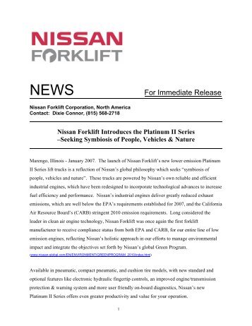 For Immediate Release - Nissan Forklift