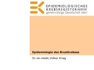 Dr. Volker Krieg, Epidemiologie des Brustkrebses - Krebsregister NRW