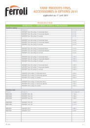 tarif produits finis, accesssoires & options 2011 - Ferroli