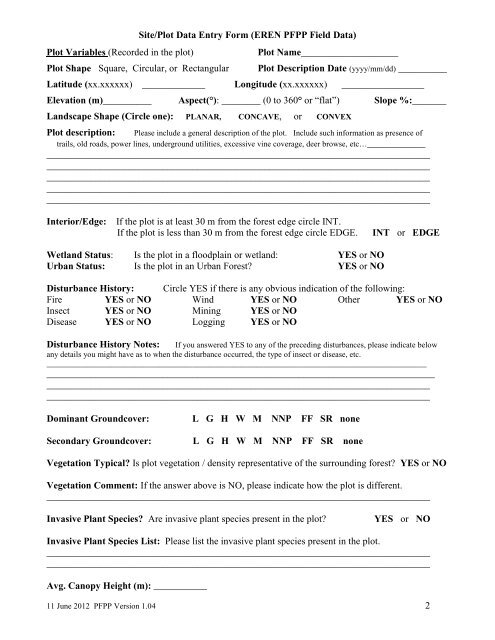 Permanent Forest Plot Project (PFPP) - EREN