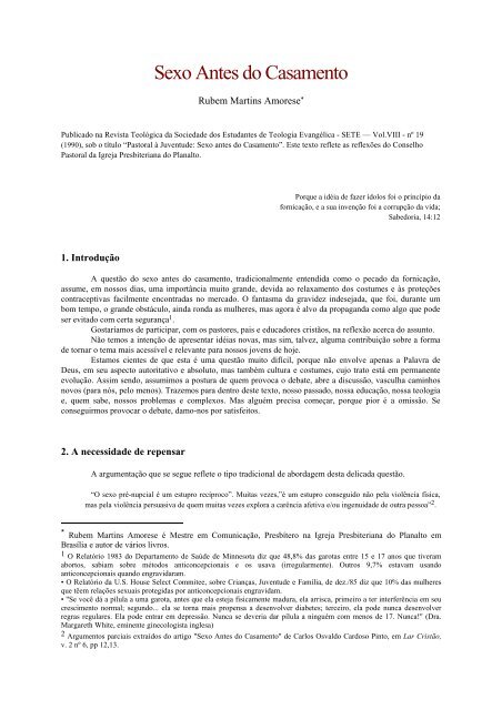 Por que o sexo antes do casamento é ruim?