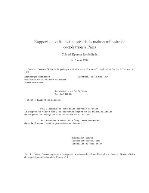Rapport de visite fait aupr`es de la maison militaire de coopÃ©ration ...