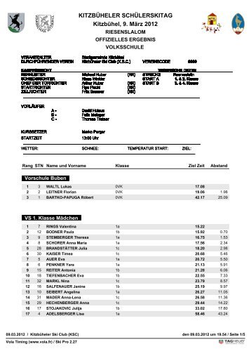 KITZBÜHELER SCHÜLERSKITAG Kitzbühel, 9. März 2012