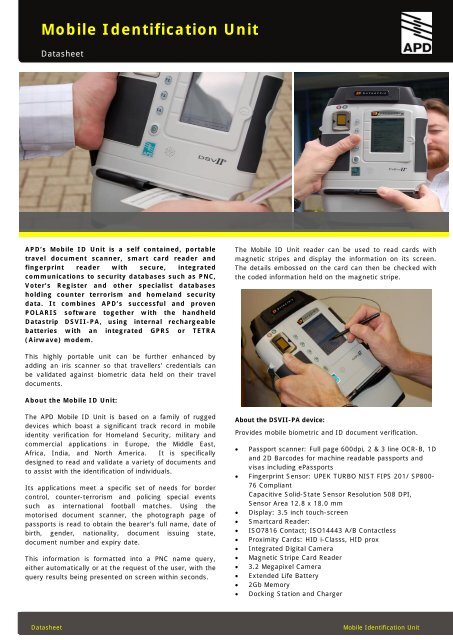 Mobile Identification System Mobile Identification Unit - The e-MOBIDIG Website