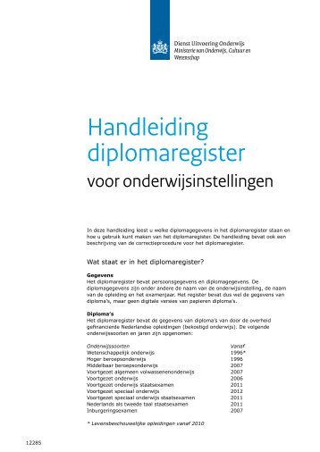 Handleiding diplomaregister - Duo