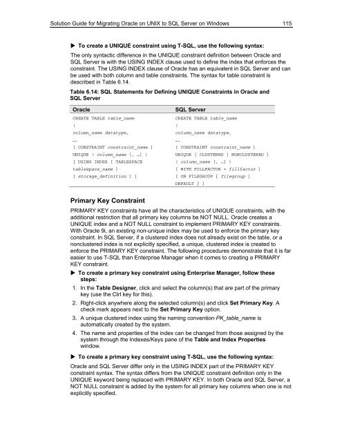 Solution Guide for Migrating Oracle on UNIX to SQL Server - Willy .Net