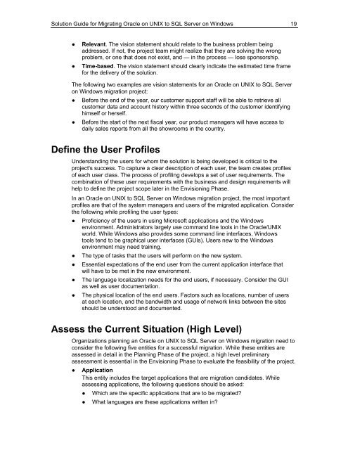 Solution Guide for Migrating Oracle on UNIX to SQL Server - Willy .Net