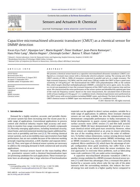 (CMUT) as a chemical sensor for DMMP detection - Khuri-Yakub ...