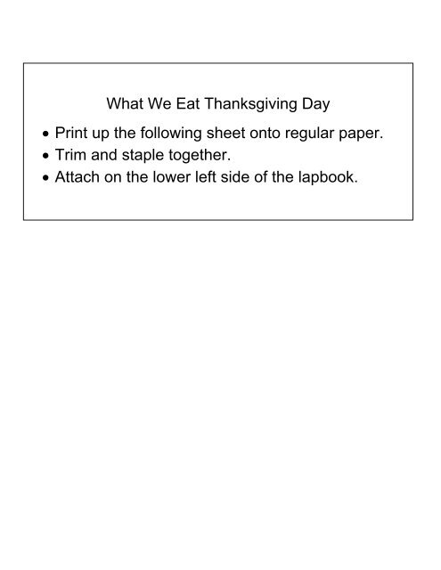Thanksgiving Lapbook - 123 Learn Curriculum