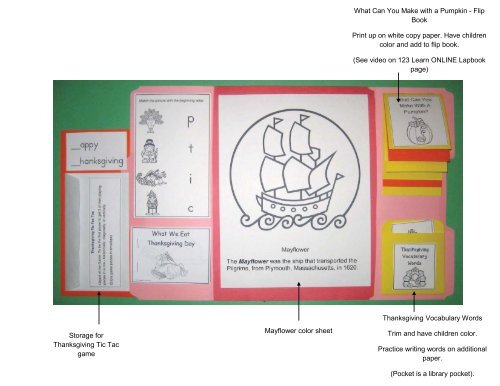 Thanksgiving Lapbook - 123 Learn Curriculum