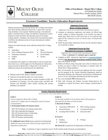 Licensure Candidate: Teacher Education Requirements