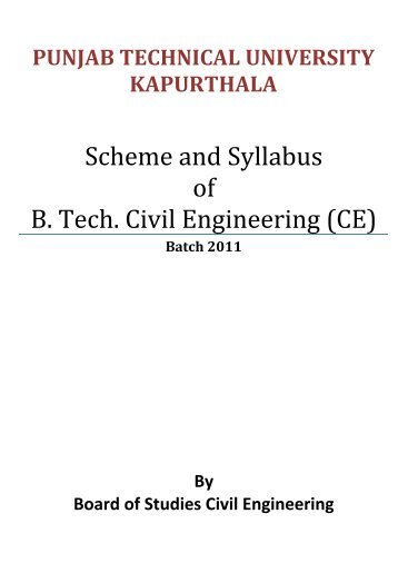 Scheme and Syllabus of B. Tech. Civil Engineering (CE) - Ptu.ac.in