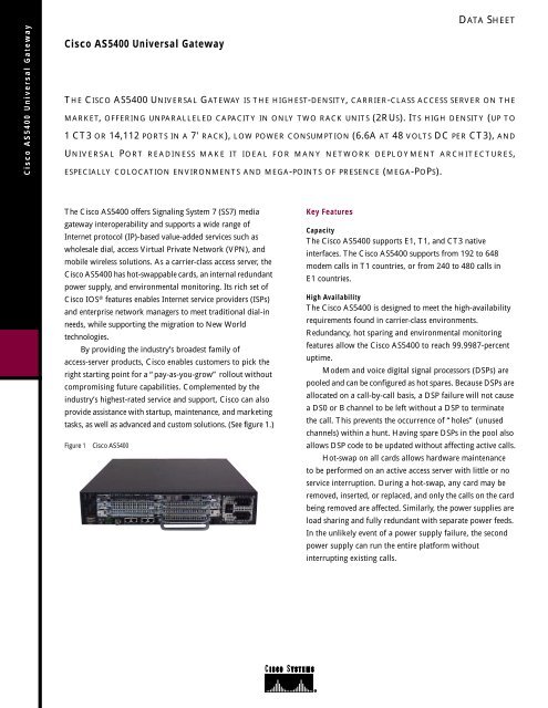 Cisco As5400 Universal Gateway Optimum Data Inc